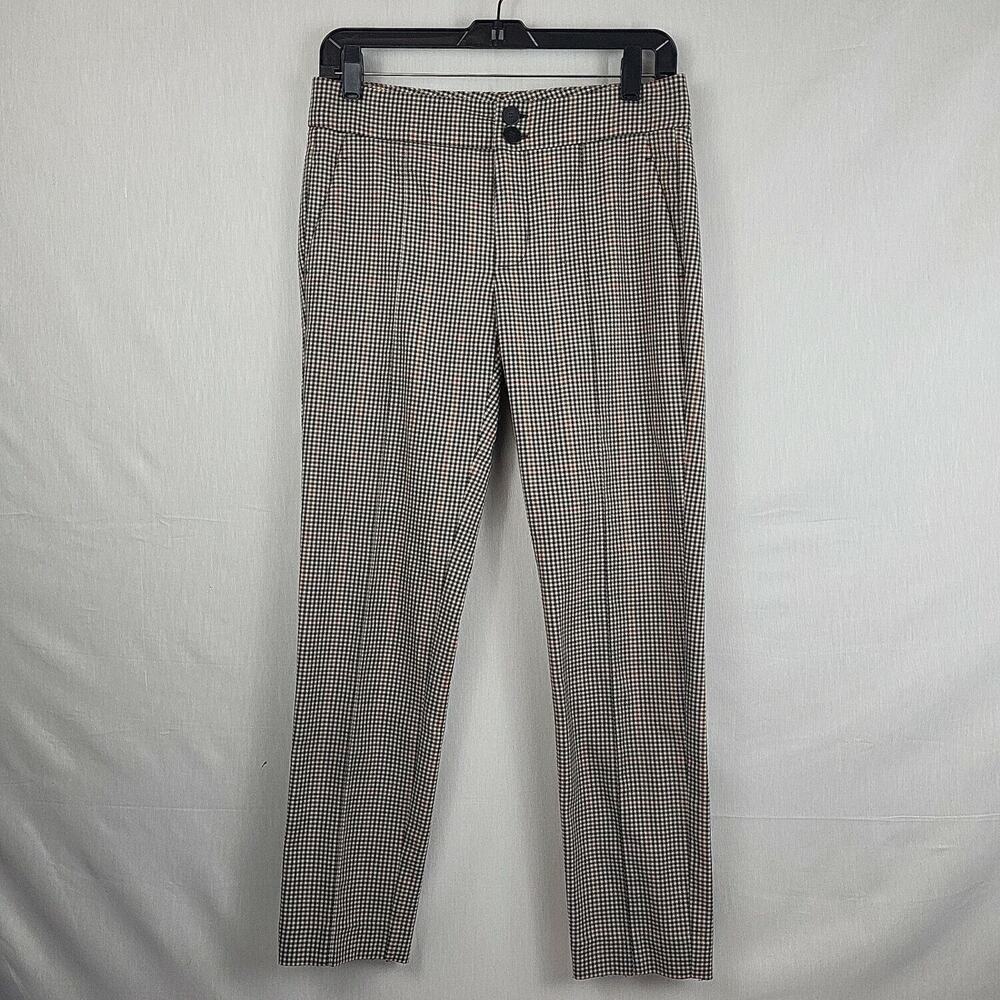 Mango Suit Womens Black White‎ Flat Front Straight Leg Casual Pants Size 2